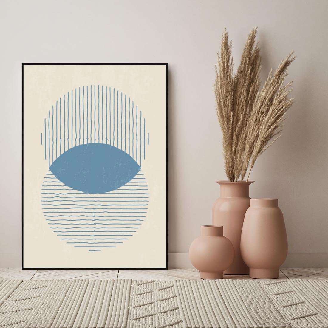 Obraz w ramie 70x100 - Wnętrza Refleksji - geometryczne kształty, koła - rama czarna