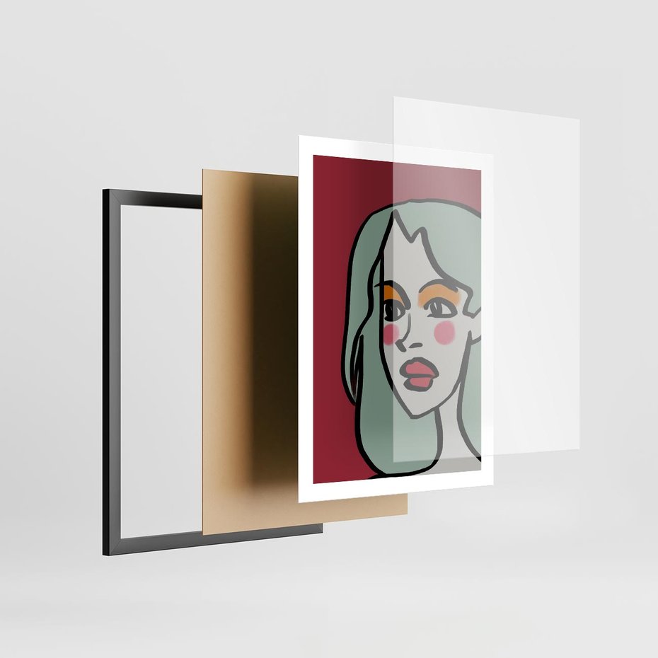 Plakat w ramie 50x70 - Ekspresja Linii - nowoczesny plakat, mocna linie - rama czarna