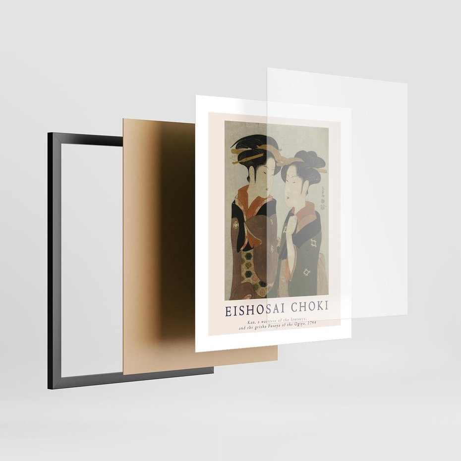 Plakat w ramie 40x50 - Reprodukcja Japońskiej Grafiki - eishosai choki, reprodukcja grafiki - rama czarna