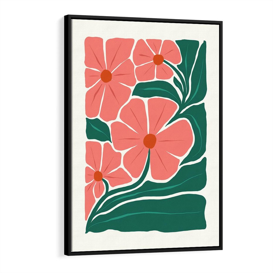 Obraz w ramie 50x70 - Energiczne Opowieści - kwiaty, sztuka nowoczesna - rama czarna