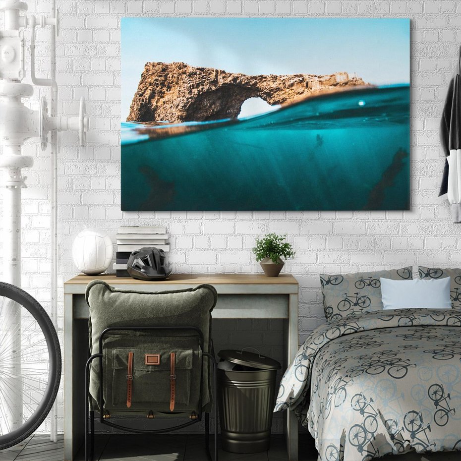 Obraz na płótnie 100x70 - Tajemnicza Podwodna Kraina - fotografia, podwodna jaskinia