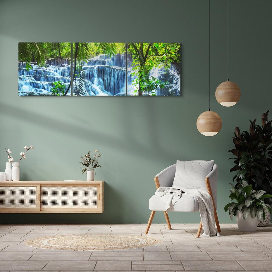 Obraz na płótnie 120x40 - Meksykański wodospad w lesie - wodospad, las