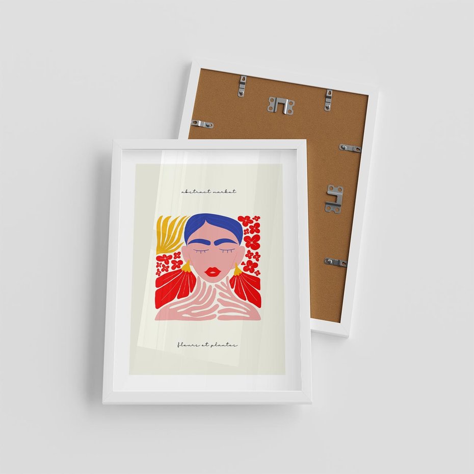 Plakat w ramie 30x40 - Bezgraniczne Rytmy - kobieta, sztuka abstrakcyjna - rama biała