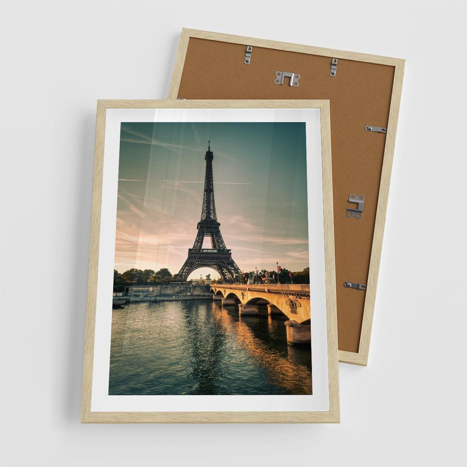 Plakat w ramie 50x70 - Paryski Szczyt - Paryż, wieża - rama drewno