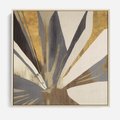 Obraz w ramie 50x50 - Szept roślinnych emocji - olejna abstrakcja, złoto i brąz - rama drewno