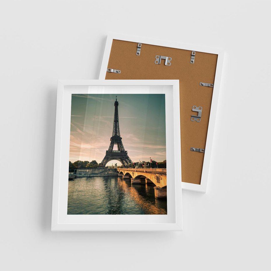 Plakat w ramie 40x50 - Paryski Szczyt - Paryż, wieża - rama biała