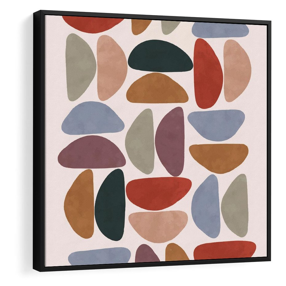 Obraz w ramie 50x50 - Kolorowe Echo Boho - abstrakcyjny obraz, geometryczna kompozycja - rama czarna