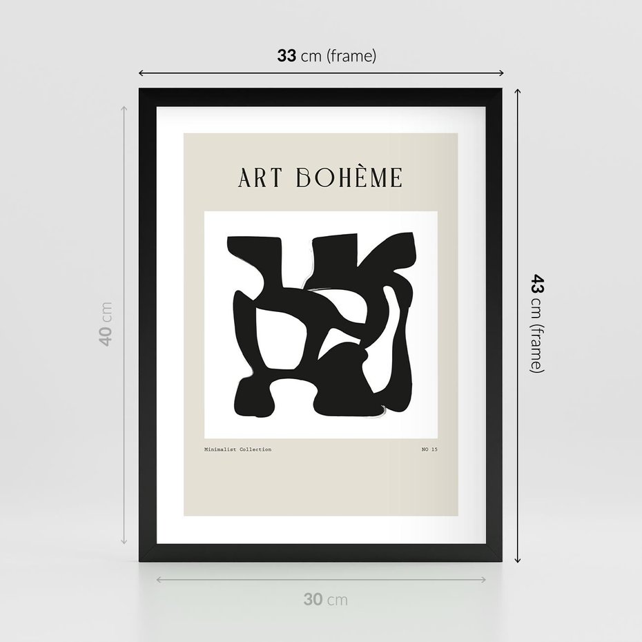 Plakat w ramie 30x40 - Boho Szepty - boho plakat, minimalizm - rama czarna