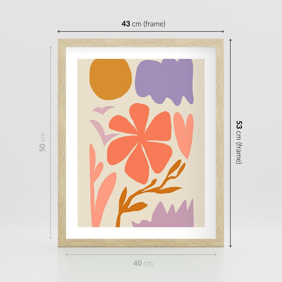 Plakat w ramie 40x50 - Nowoczesne Światło - abstrakcyjny obraz, pastelowe kolory - rama drewno