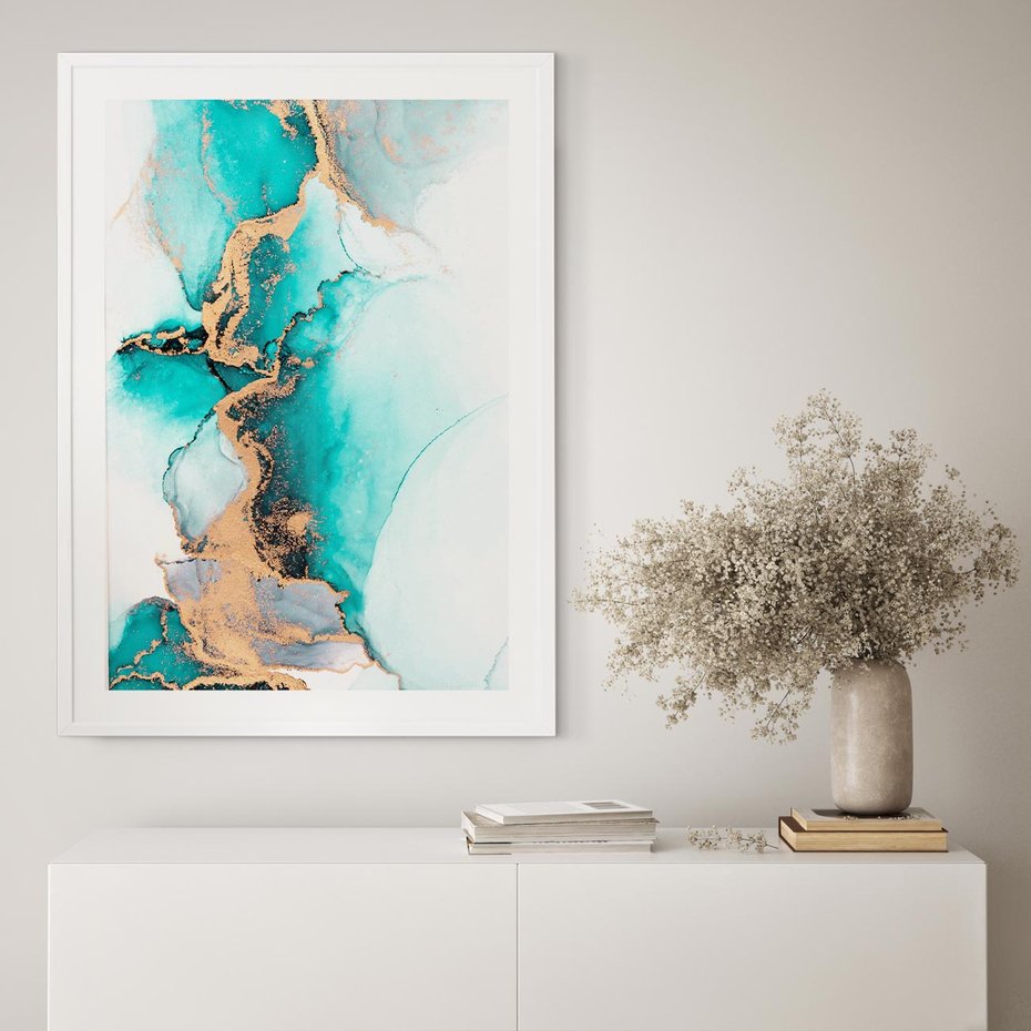 Plakat bez ramy 40x50 - Elegancja i Subtelność - marmur, złoto