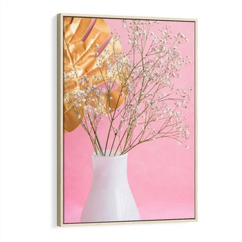 Obraz w ramie 80x120 - Przyjemność Złotej Natury - złote, liście - rama drewno