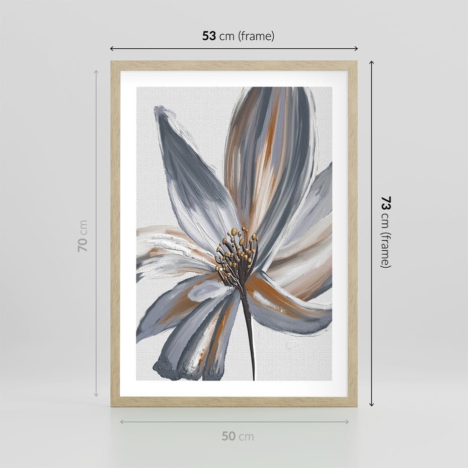 Plakat w ramie 50x70 - Olejne kwiaty - wyraz emocji - kwiaty, malowane - rama drewno