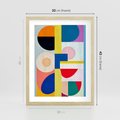 Plakat w ramie 30x40 - Harmonia Kolorowych Impulsów - abstrakcyjne geometryczne kształty, olejny obraz - rama drewno