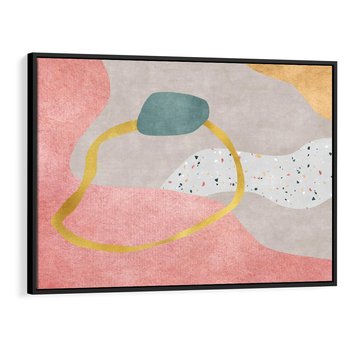 Obraz w ramie 70x50 - Ekspresja w ruchu pędzla - abstrakcja, połączenie kształtów - rama czarna