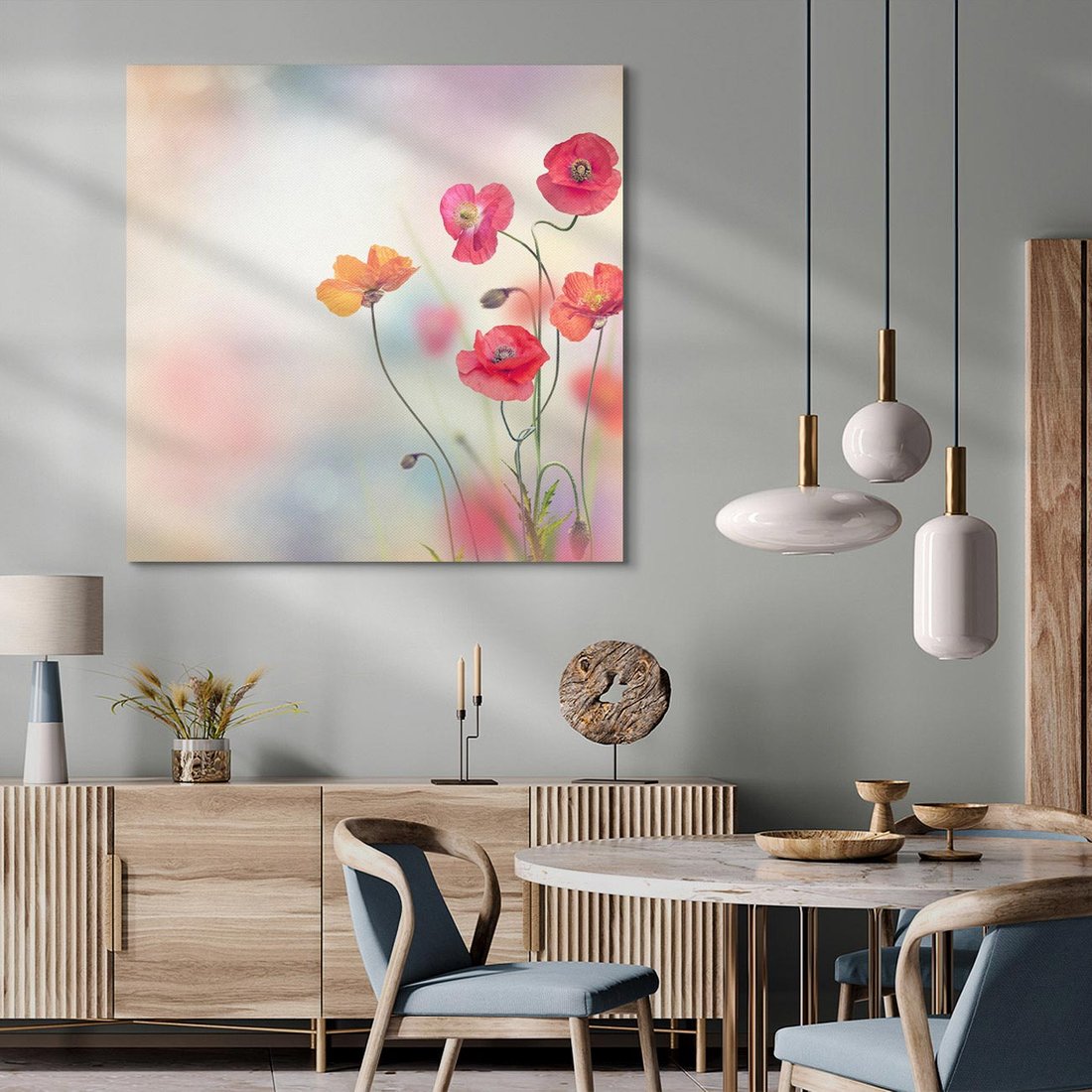 Obraz na płótnie 70x70 - Urok natury - kwiaty, akwarela