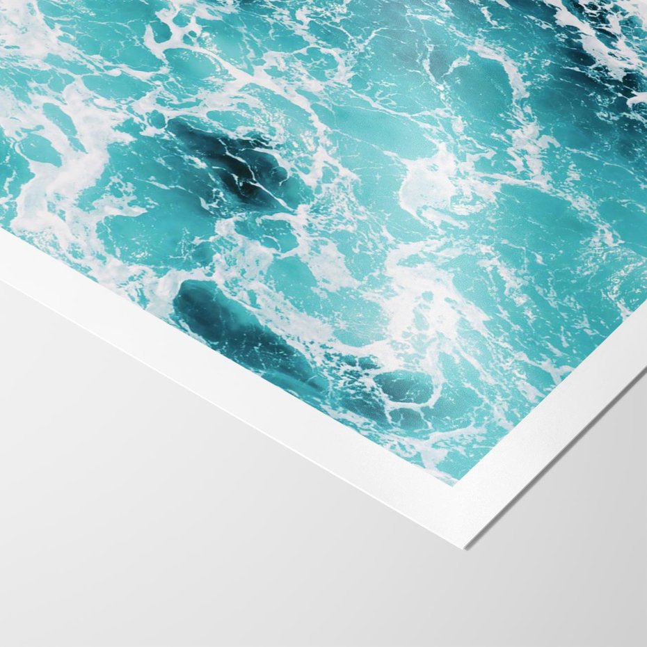 Plakat bez ramy 21x30 - Wzburzony Ocean: Widok Z Góry - wzburzony ocean, błękitna woda