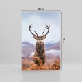 Obraz na płótnie 50x70 - Jeleń w Uśpionym Krajobrazie - jeleń na tle gór, ośnieżone góry
