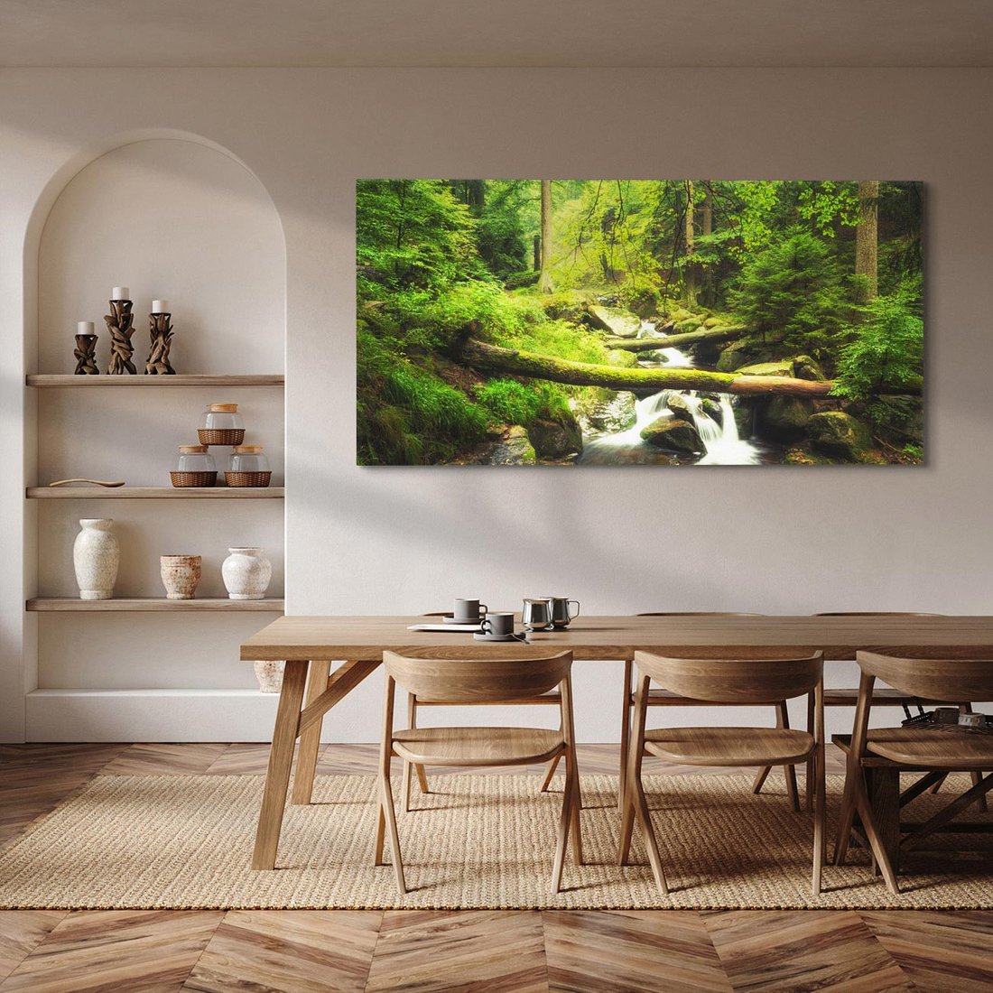 Obraz na płótnie 140x70 - Magiczny Strumień w Lesie - strumień, las