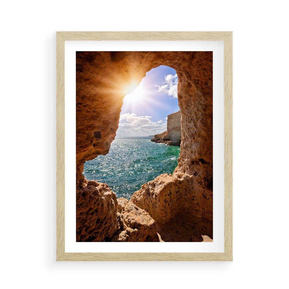 Plakat w ramie 50x70 - Potęga Natury - morze, klify - rama drewno