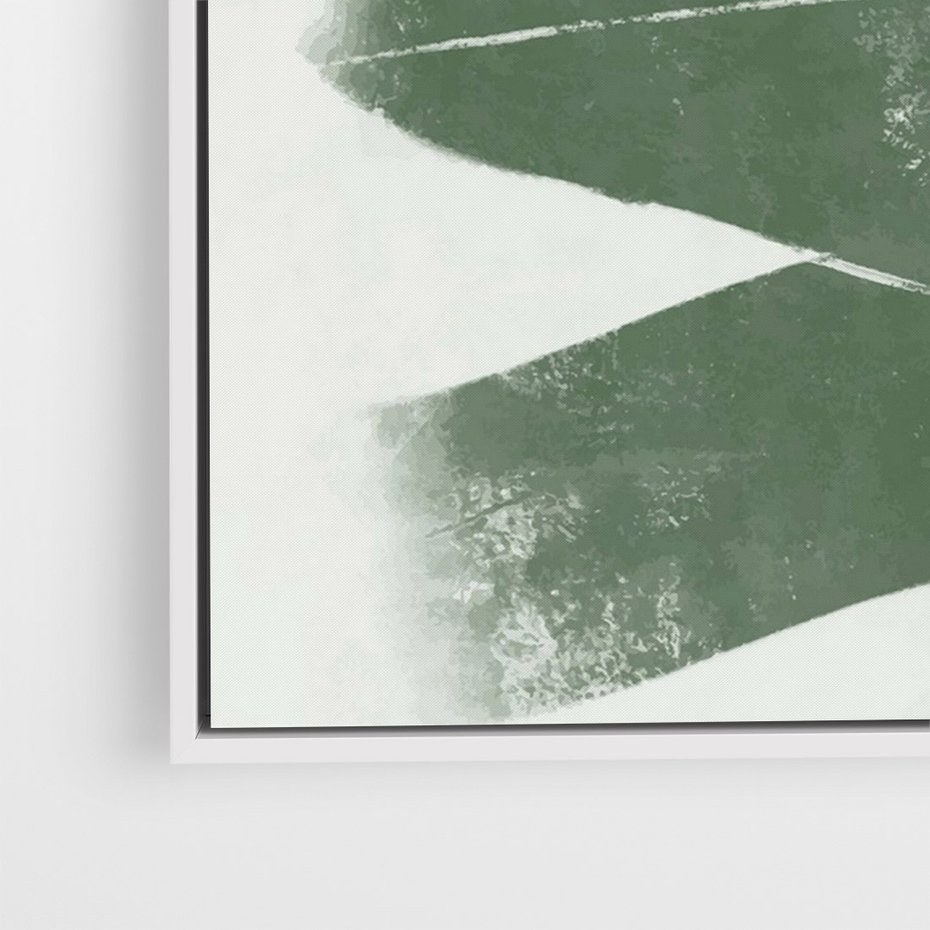 Obraz w ramie 50x70 - Zielone Refleksje - abstrakcja, zgaszony zielony kolor - rama biała