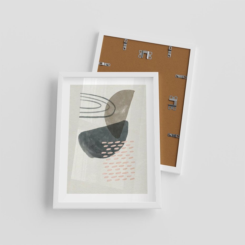 Plakat w ramie 30x40 - Geometria w Beżowych Odcieniach - abstrakcja, geometria - rama biała