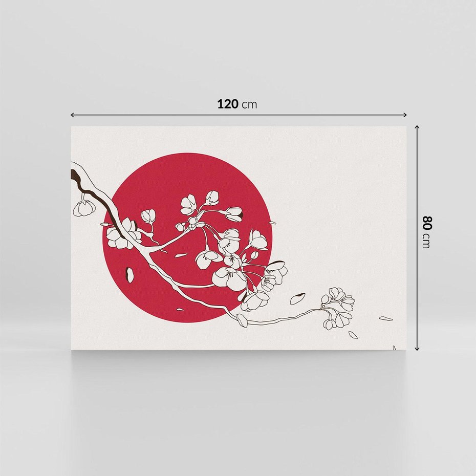 Obraz na płótnie 120x80 - Esencja Zen - kwiatnąca wiśnia, orientalna grafika