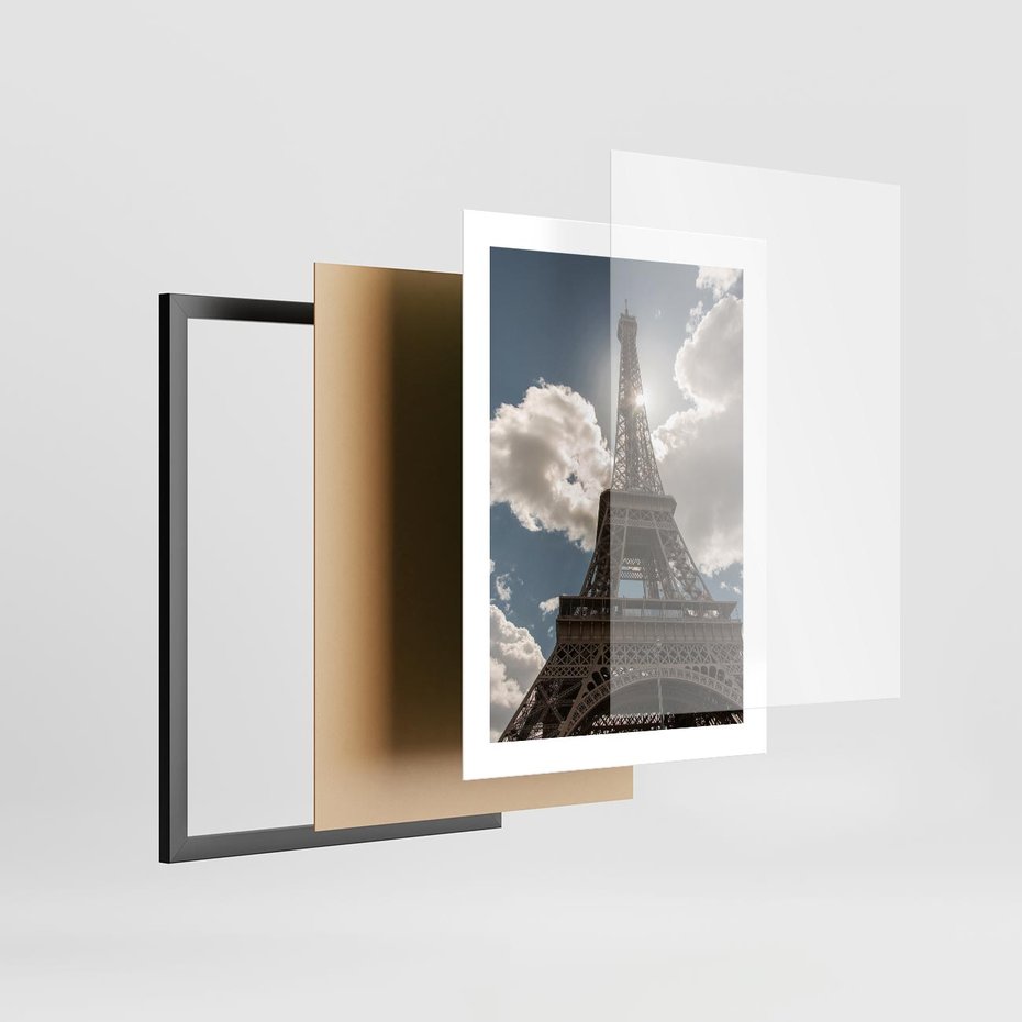 Plakat w ramie 30x40 - Magia Wieży Eiffla - wieża, Eiffla - rama czarna