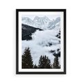 Plakat w ramie 50x70 - Zimowa Magia Gór: Śnieżne Szczyty - grajobraz górski, zima - rama czarna