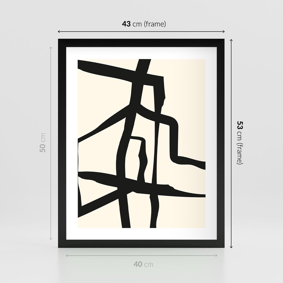 Plakat w ramie 40x50 - Impresje Wymiaru - linie, abstrakcja - rama czarna