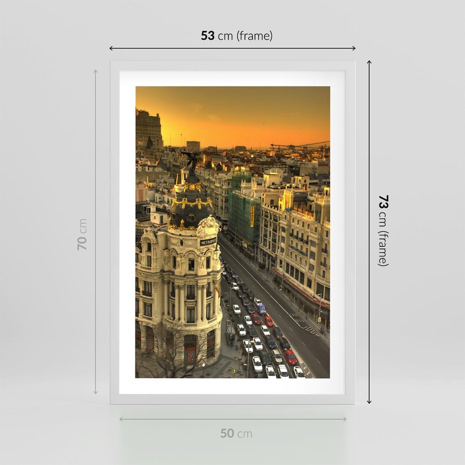 Plakat w ramie 50x70 - Miasto Metropolii - miasto, metropolia - rama biała