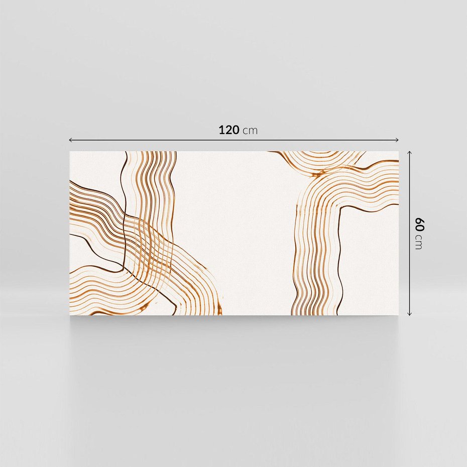 Obraz na płótnie 120x60 - Ścieżki pędzla i myśli - minimalistyczna kompozycja, abstrakcyjne brązowe linie na białym tle