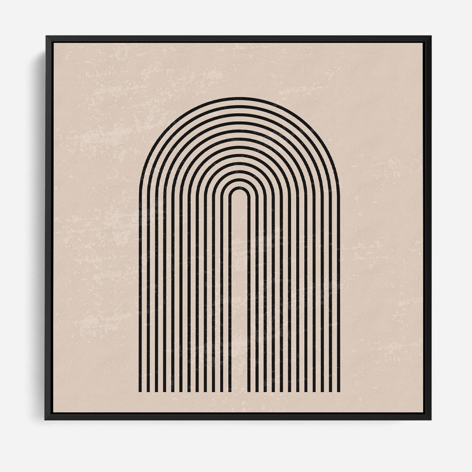 Obraz w ramie 50x50 - Migocące Echa - abstrakcyjne linie, geometria - rama czarna