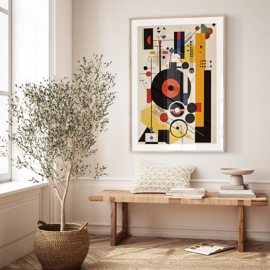 Plakat w ramie 40x50 - Wnętrza Refleksyjnego Światła - modernistyczny obraz, styl bauhaus - rama drewno