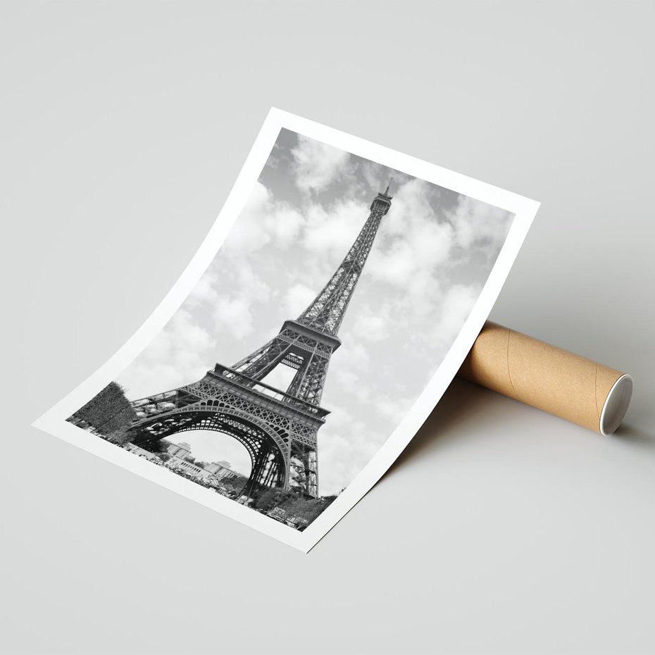 Plakat bez ramy 40x50 - Nocna panorama Paryża z wieżą Eiffla - Eiffla, Paryż