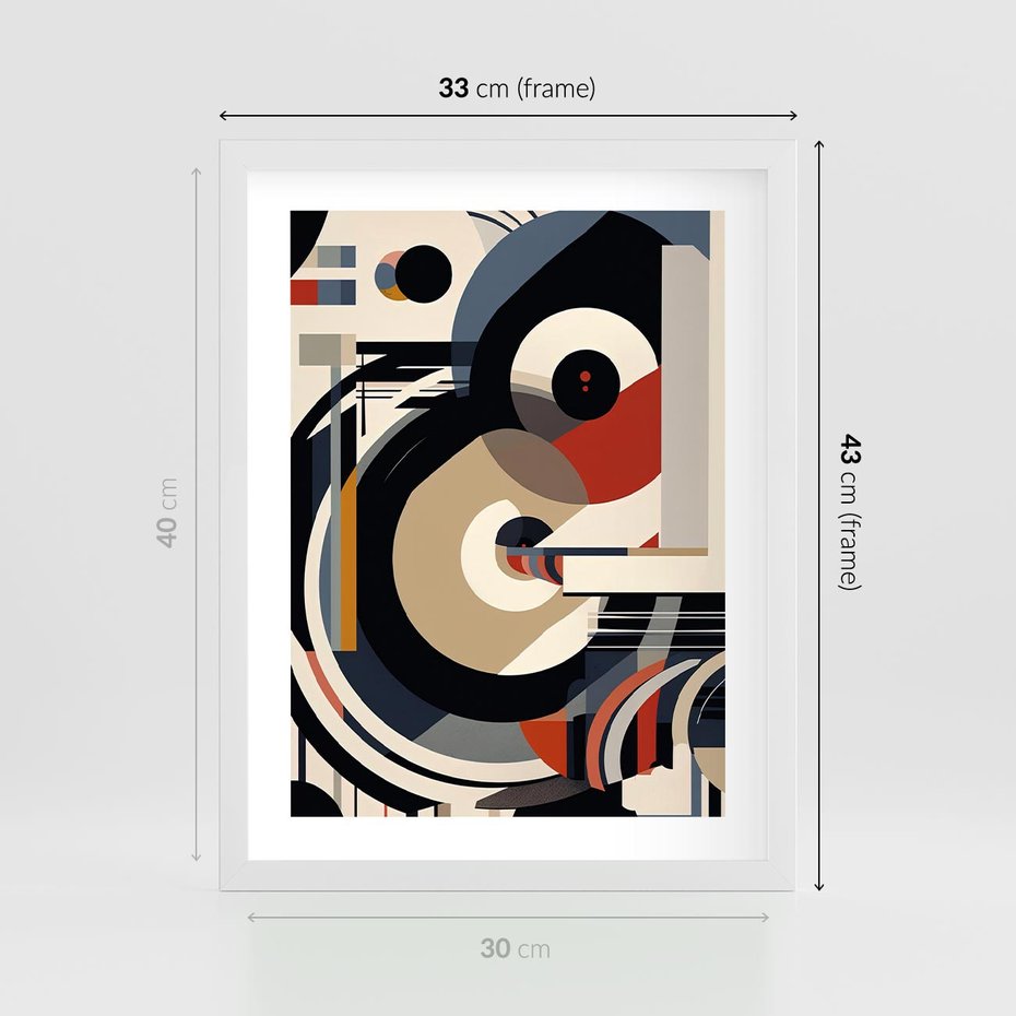 Plakat w ramie 30x40 - Wibracje Marzeń - abstrakcyjny obraz, geometryczne koła - rama biała