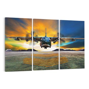 Obraz na płótnie 120x80 - Moc wojskowego transportu: Samolot na misji - samolot, wojsko
