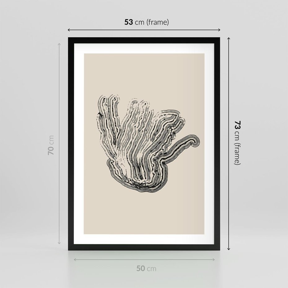Plakat w ramie 50x70 - Abstrakcyjne Odbicie - abstrakcyjne odbicie, biało czarny - rama czarna