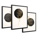 Zestaw obrazy w ramie 50x70 galeria - Złote, liście, akwarela, abstrakcja - rama czarna
