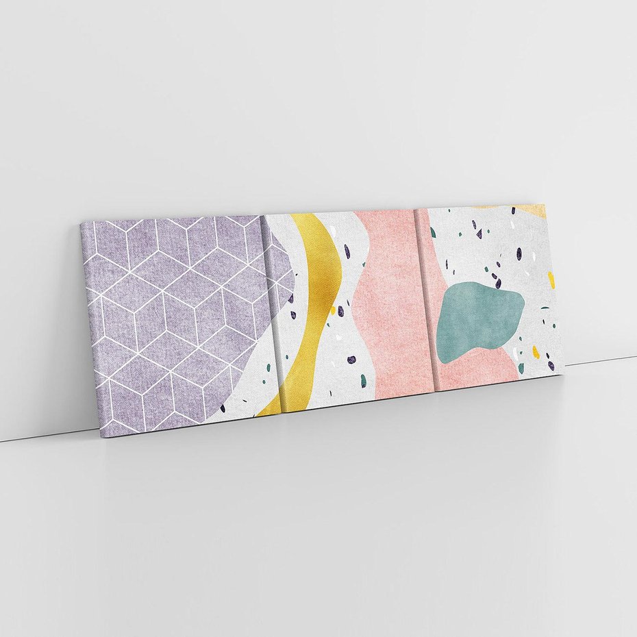 Obraz na płótnie 90x30 - Eklektyczny Mix - kolaż, pastelowe abstrakcyjne plamy