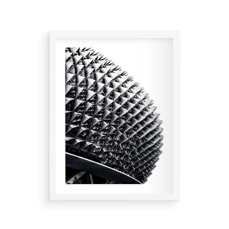 Plakat w ramie 30x40 - Nowoczesność w Czerni i Bieli: Architektoniczna Piękność - nowoczesna architektura, black and white - rama biała