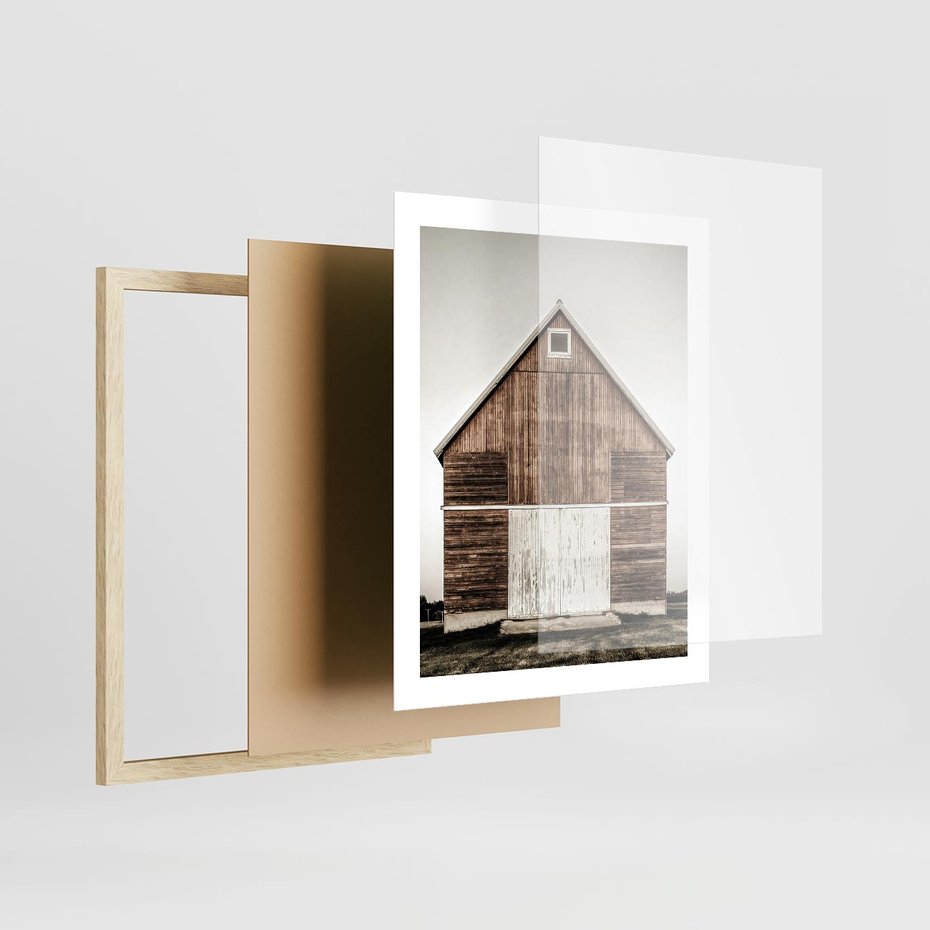 Plakat w ramie 40x50 - Rustykalny Drewniany Domek - domek, drewniany dom - rama drewno