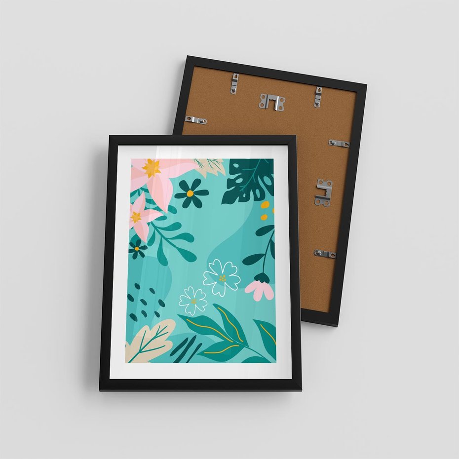 Plakat w ramie 30x40 - Rozkwitające Widoki - pastelowa kompozycja, kwiaty - rama czarna