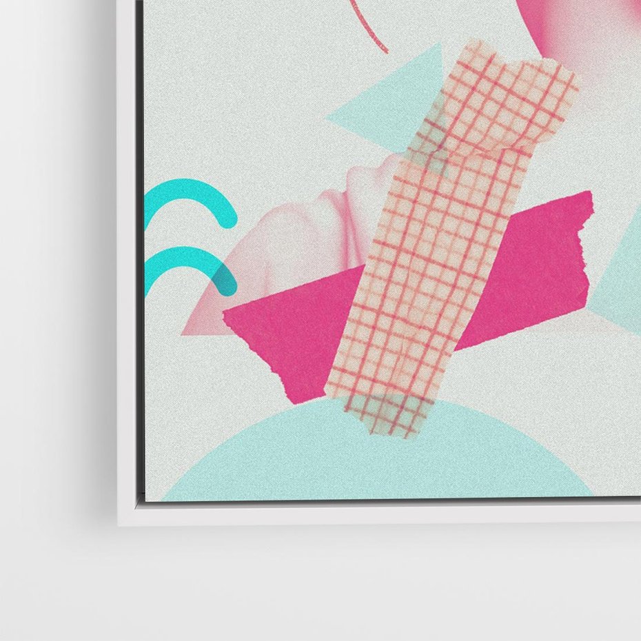 Obraz w ramie 50x50 - Sztuka w Różach - nowoczesna sztuka, kolaż ze zdjęć - rama biała