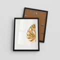 Plakat w ramie 30x40 - Przyjemność dla Oczu - złote, liście - rama czarna