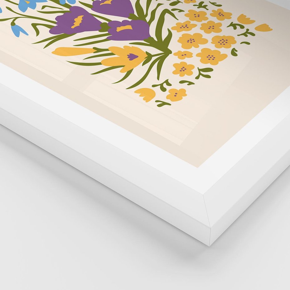 Plakat w ramie 40x50 - Kwiatowe Przenikanie - kwiaty, sztuka nowoczesna - rama biała