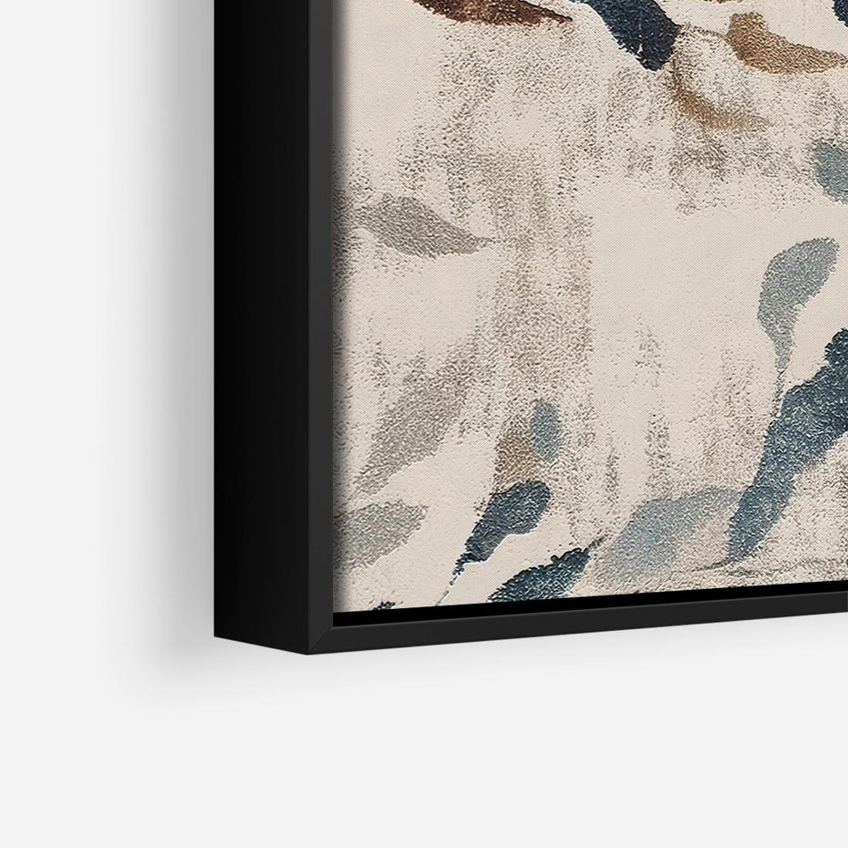 Obraz w ramie 50x50 - Refleksje liściowych barw - abstrakcyjne kształty, przypominają liście - rama czarna