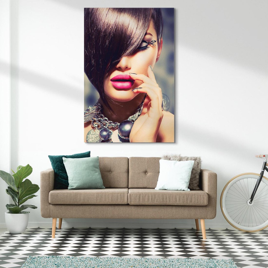 Obraz na płótnie 70x100 - Kobiecy urok w makijażu i fryzurze - makijaż, fryzura