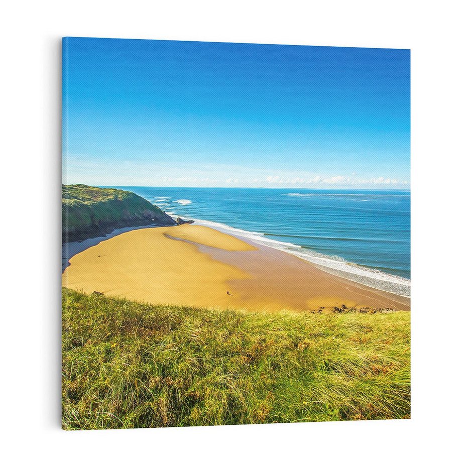 Obraz na płótnie 40x40 - Morze na Plaży - Błękitne Rajskie Zakątki - morze, plaża
