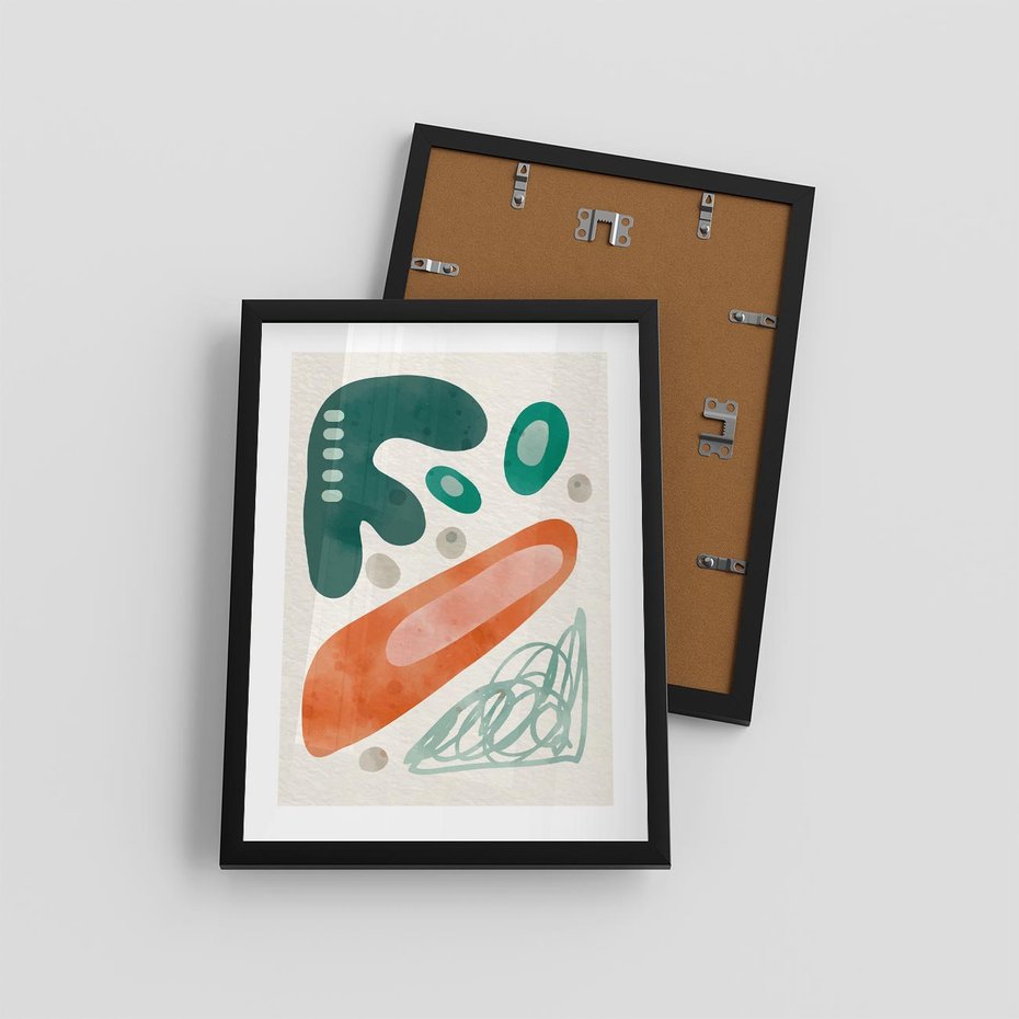 Plakat w ramie 30x40 - Podróżne Wizje - abstrakcyjne plamy, zielony - rama czarna