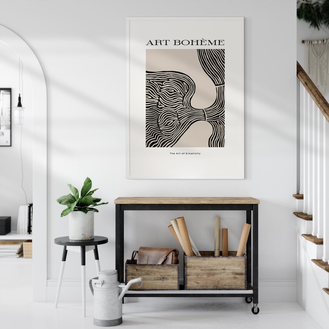 Plakat bez ramy 30x40 - Wewnętrzne Zagadki Kształtów - sztuka minimalizmu, biało czarna rycina